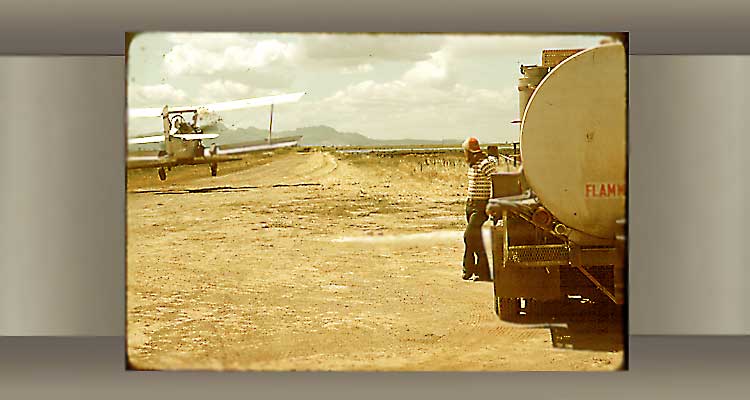 Crop duster and flagman